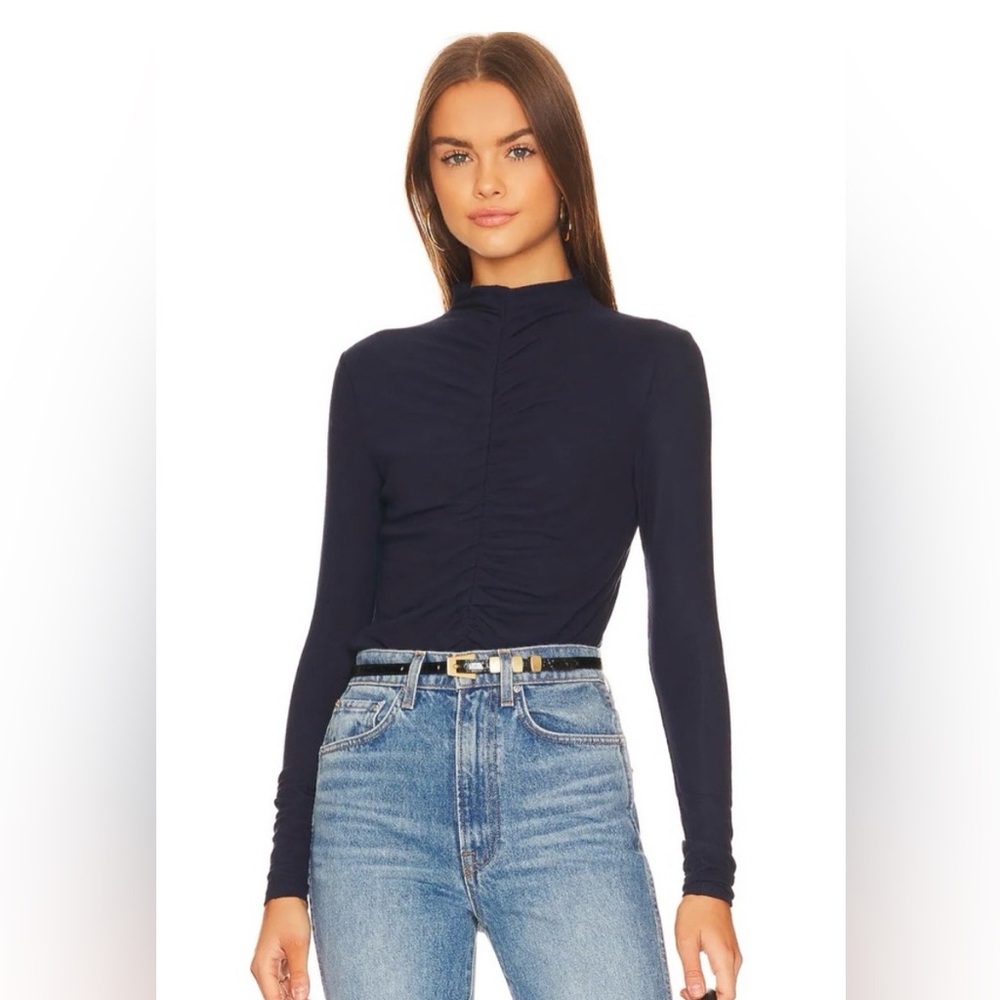 Veronica Beard Theresa Turtleneck Black Ruched Womens Large